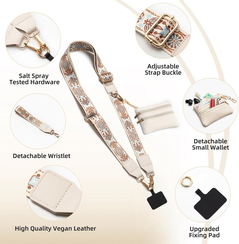 CUEDM Cell Phone Lanyard Crossbody,Adjustable Cell Phone Strap with Wristlet,Clip and Go Strap for Phone with Wallet - Image 4